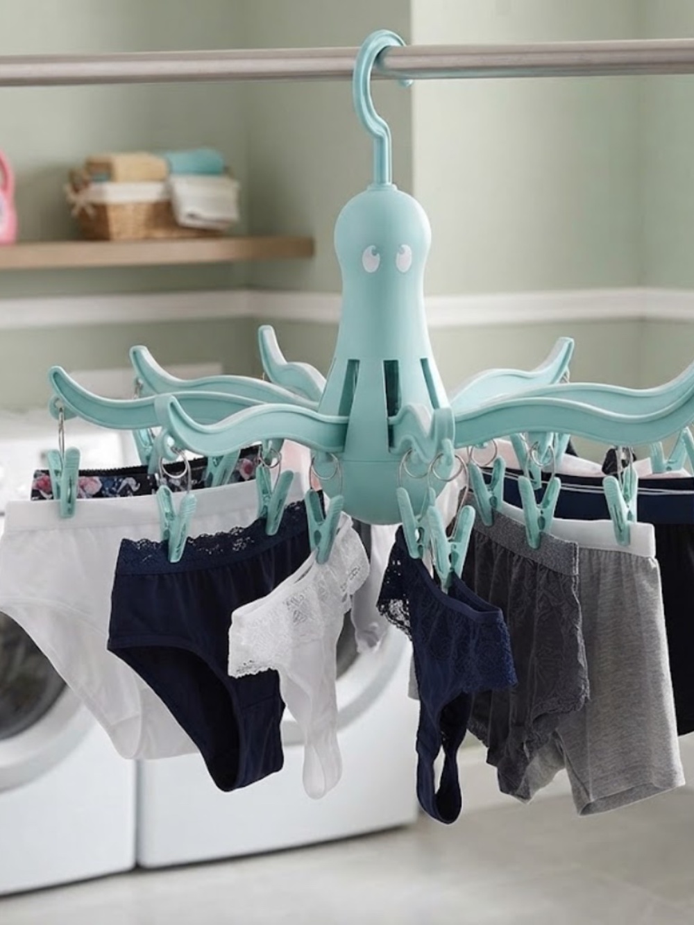 IKEA ASIA PRESSA Hanging Dryer 16 Clothes pegs Turquoise